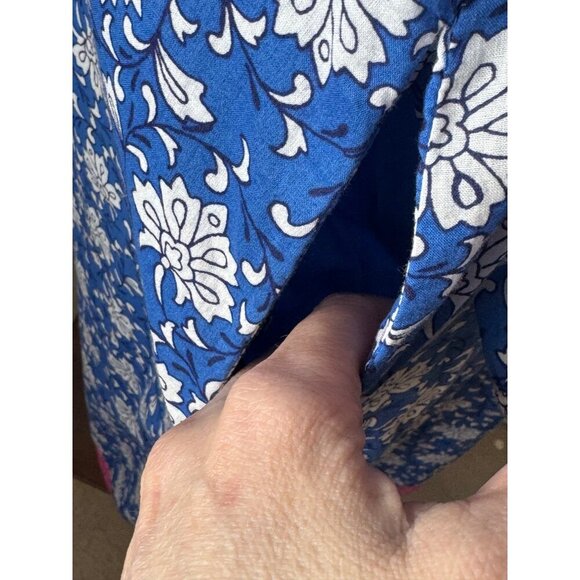 J Crew Dress Women XS Blue Floral Embroidered Midi Preppy Boho Cottagecore - Picture 11 of 15